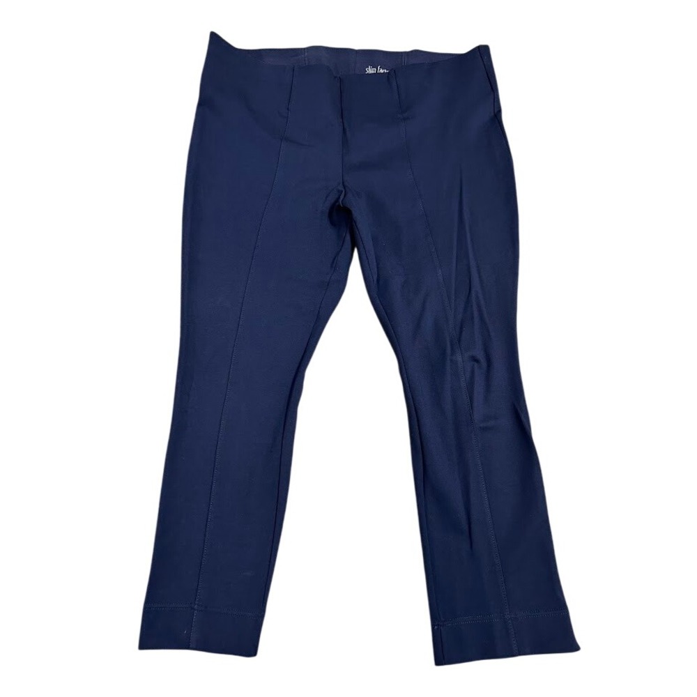 Slim Factor by Investments Plus Navy Blue Ankle Pants Plus Size 2X  Stretch